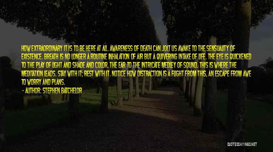 Stephen Batchelor Quotes: How Extraordinary It Is To Be Here At All. Awareness Of Death Can Jolt Us Awake To The Sensuality Of