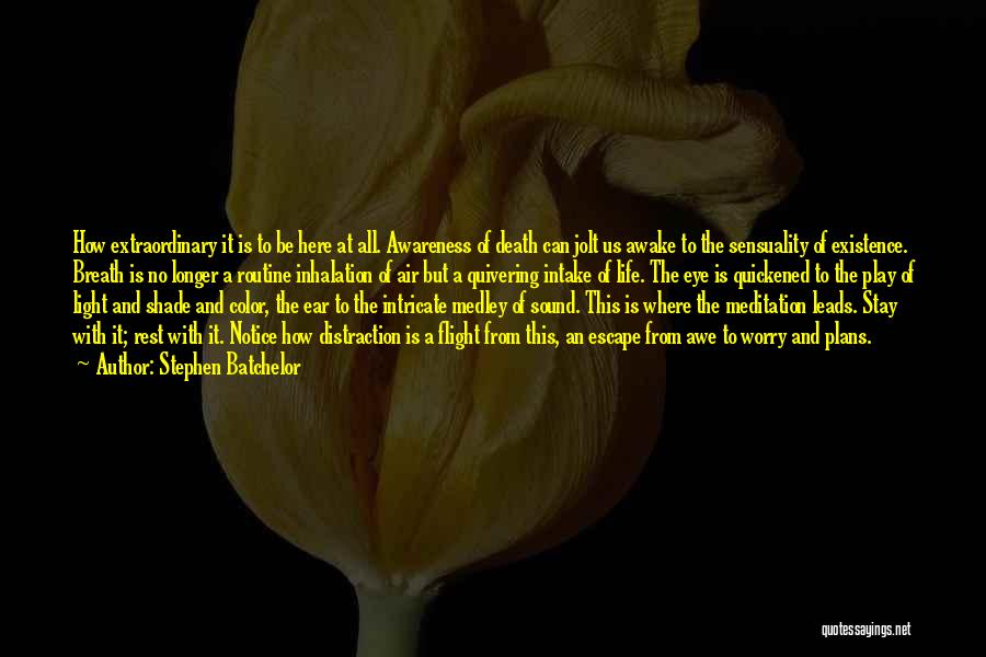 Stephen Batchelor Quotes: How Extraordinary It Is To Be Here At All. Awareness Of Death Can Jolt Us Awake To The Sensuality Of