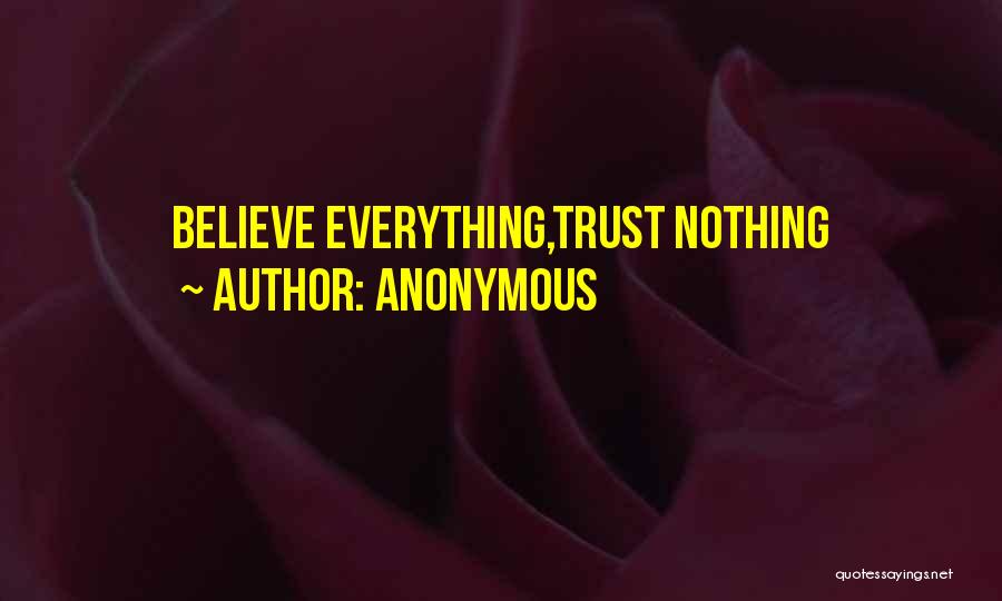 Anonymous Quotes: Believe Everything,trust Nothing