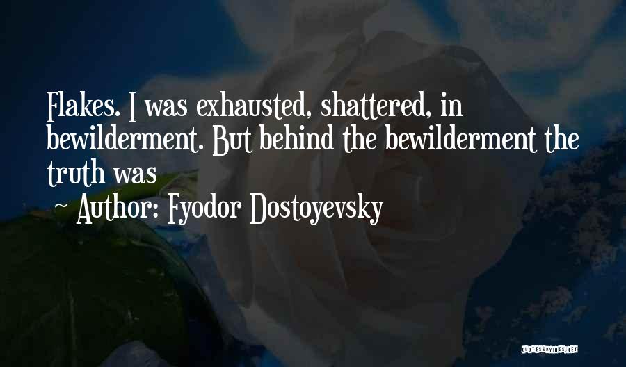 Fyodor Dostoyevsky Quotes: Flakes. I Was Exhausted, Shattered, In Bewilderment. But Behind The Bewilderment The Truth Was