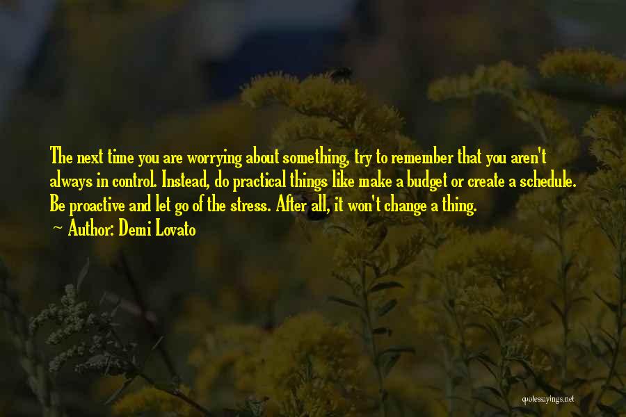 Demi Lovato Quotes: The Next Time You Are Worrying About Something, Try To Remember That You Aren't Always In Control. Instead, Do Practical