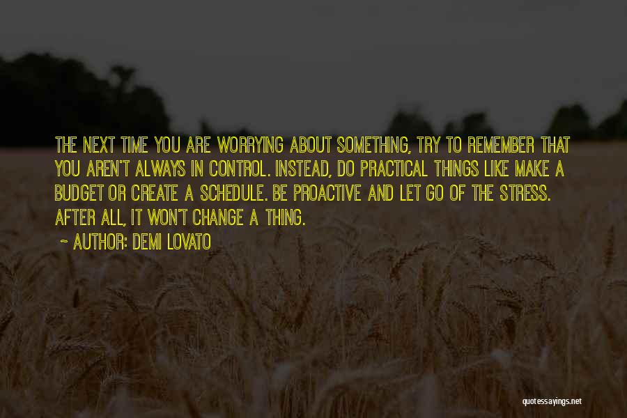 Demi Lovato Quotes: The Next Time You Are Worrying About Something, Try To Remember That You Aren't Always In Control. Instead, Do Practical