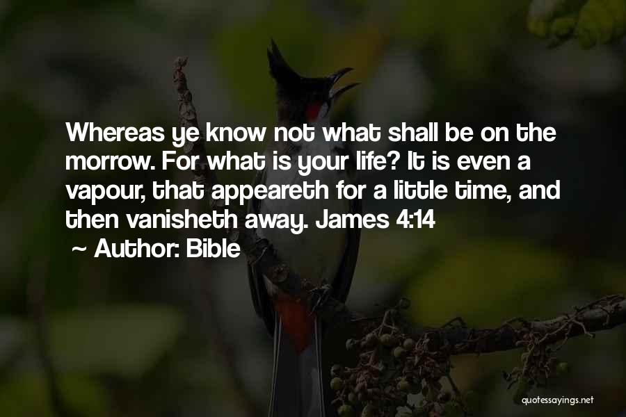 Bible Quotes: Whereas Ye Know Not What Shall Be On The Morrow. For What Is Your Life? It Is Even A Vapour,