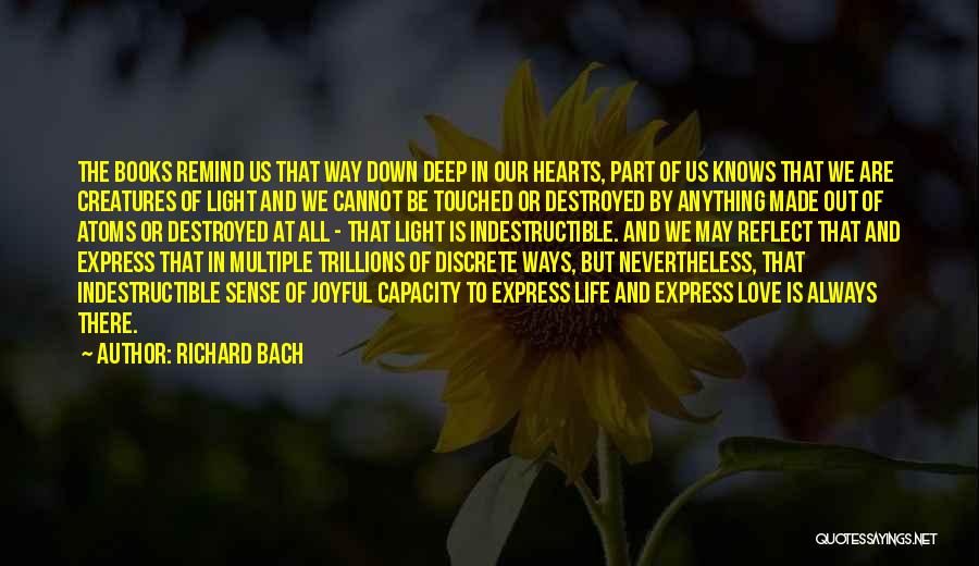 Richard Bach Quotes: The Books Remind Us That Way Down Deep In Our Hearts, Part Of Us Knows That We Are Creatures Of