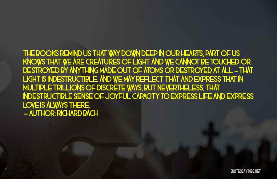 Richard Bach Quotes: The Books Remind Us That Way Down Deep In Our Hearts, Part Of Us Knows That We Are Creatures Of