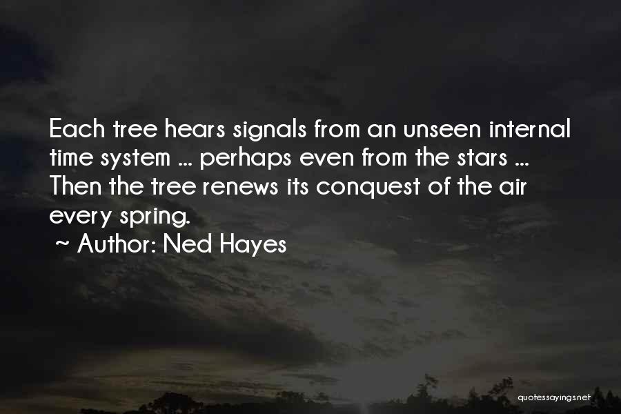 Ned Hayes Quotes: Each Tree Hears Signals From An Unseen Internal Time System ... Perhaps Even From The Stars ... Then The Tree