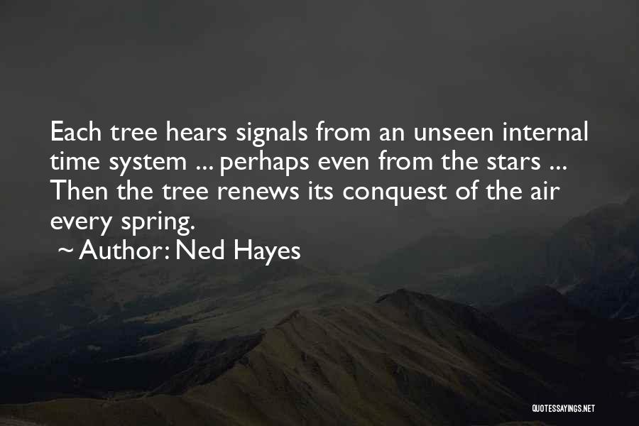 Ned Hayes Quotes: Each Tree Hears Signals From An Unseen Internal Time System ... Perhaps Even From The Stars ... Then The Tree