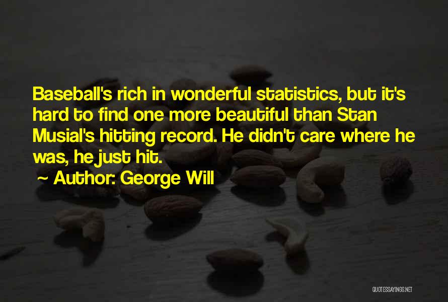 George Will Quotes: Baseball's Rich In Wonderful Statistics, But It's Hard To Find One More Beautiful Than Stan Musial's Hitting Record. He Didn't