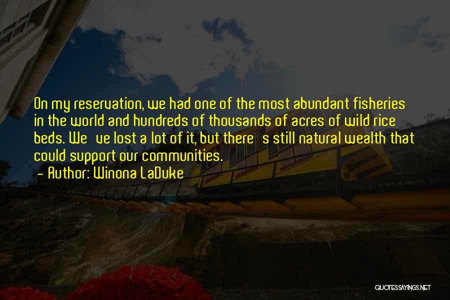 Winona LaDuke Quotes: On My Reservation, We Had One Of The Most Abundant Fisheries In The World And Hundreds Of Thousands Of Acres