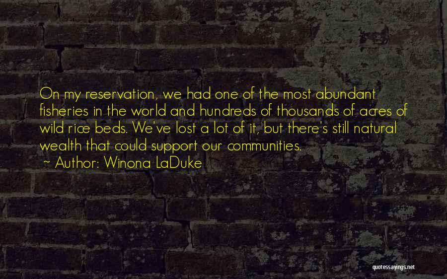 Winona LaDuke Quotes: On My Reservation, We Had One Of The Most Abundant Fisheries In The World And Hundreds Of Thousands Of Acres