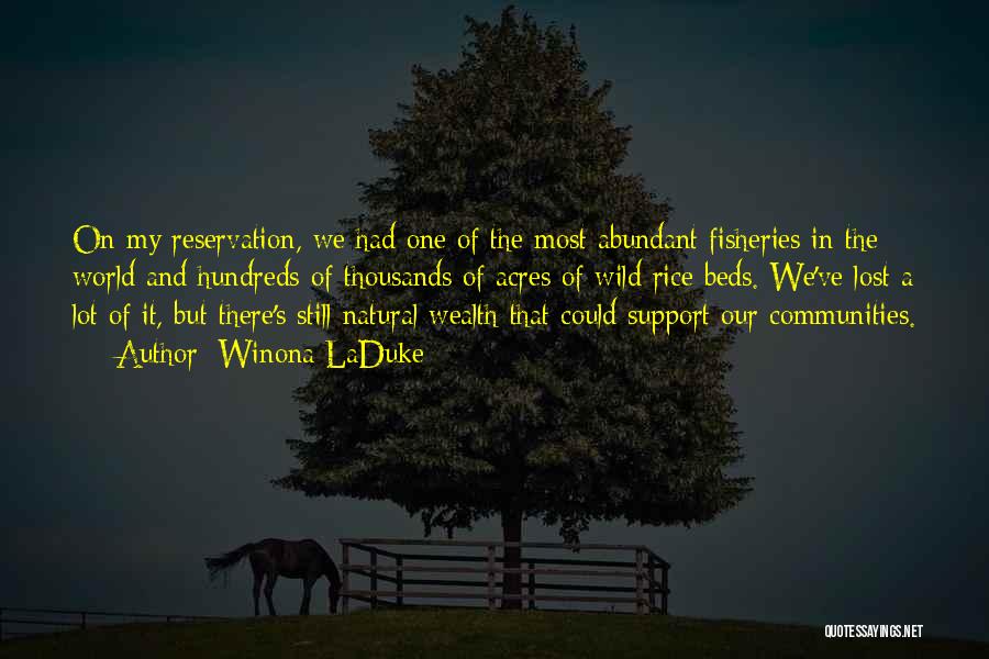 Winona LaDuke Quotes: On My Reservation, We Had One Of The Most Abundant Fisheries In The World And Hundreds Of Thousands Of Acres