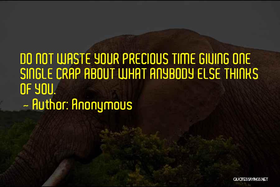 Anonymous Quotes: Do Not Waste Your Precious Time Giving One Single Crap About What Anybody Else Thinks Of You.