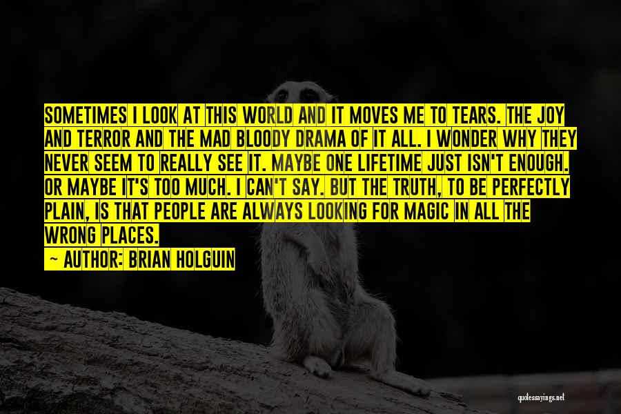 Brian Holguin Quotes: Sometimes I Look At This World And It Moves Me To Tears. The Joy And Terror And The Mad Bloody