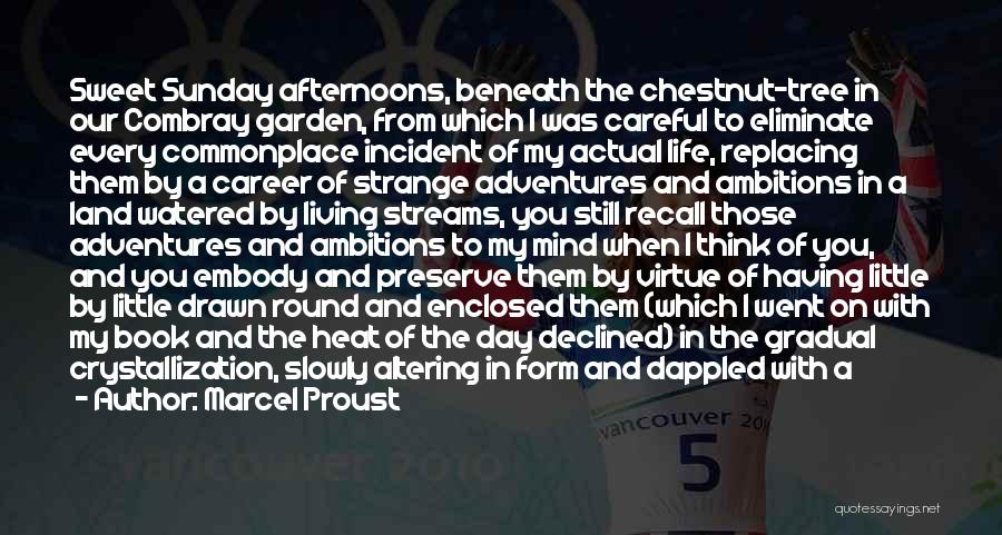 Marcel Proust Quotes: Sweet Sunday Afternoons, Beneath The Chestnut-tree In Our Combray Garden, From Which I Was Careful To Eliminate Every Commonplace Incident