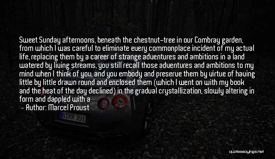 Marcel Proust Quotes: Sweet Sunday Afternoons, Beneath The Chestnut-tree In Our Combray Garden, From Which I Was Careful To Eliminate Every Commonplace Incident