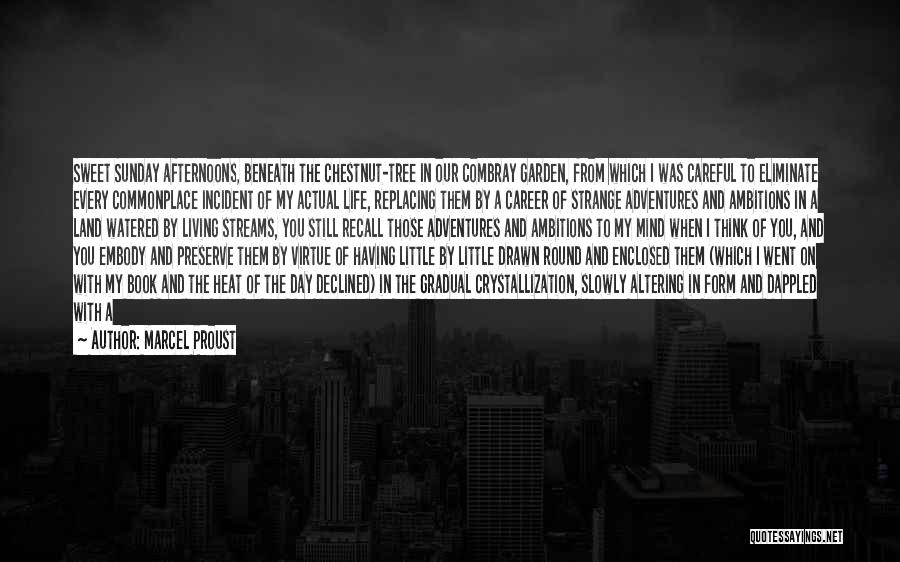 Marcel Proust Quotes: Sweet Sunday Afternoons, Beneath The Chestnut-tree In Our Combray Garden, From Which I Was Careful To Eliminate Every Commonplace Incident
