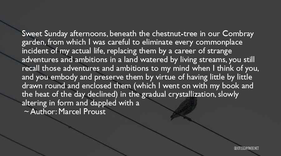 Marcel Proust Quotes: Sweet Sunday Afternoons, Beneath The Chestnut-tree In Our Combray Garden, From Which I Was Careful To Eliminate Every Commonplace Incident