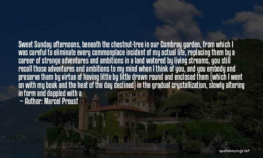 Marcel Proust Quotes: Sweet Sunday Afternoons, Beneath The Chestnut-tree In Our Combray Garden, From Which I Was Careful To Eliminate Every Commonplace Incident