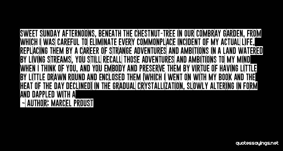 Marcel Proust Quotes: Sweet Sunday Afternoons, Beneath The Chestnut-tree In Our Combray Garden, From Which I Was Careful To Eliminate Every Commonplace Incident