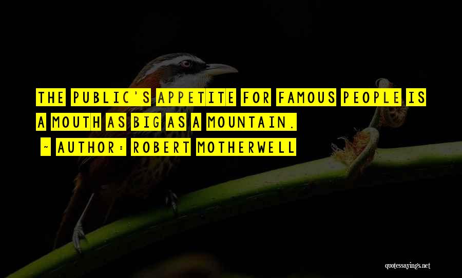 Robert Motherwell Quotes: The Public's Appetite For Famous People Is A Mouth As Big As A Mountain.