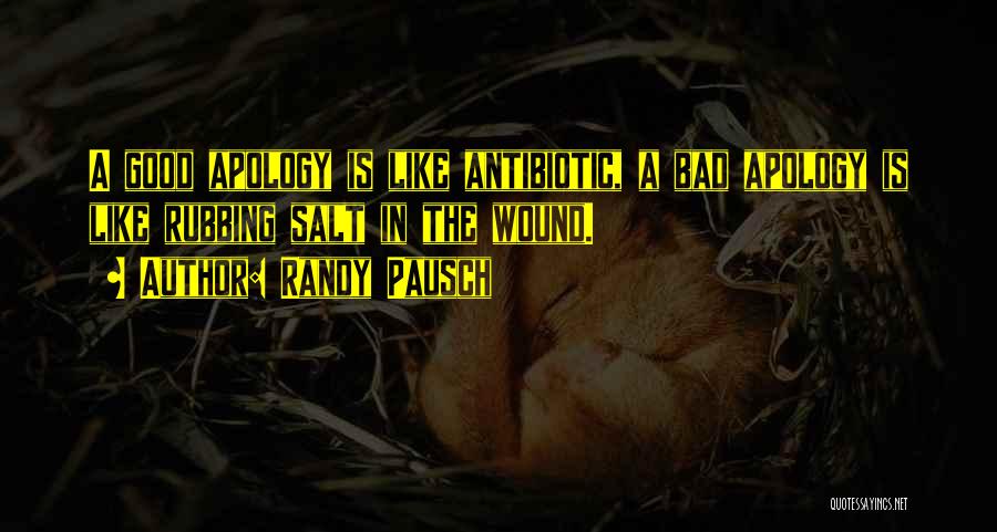 Randy Pausch Quotes: A Good Apology Is Like Antibiotic, A Bad Apology Is Like Rubbing Salt In The Wound.