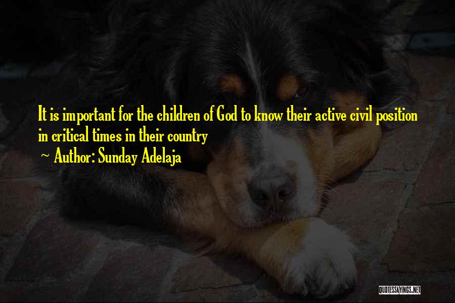 Sunday Adelaja Quotes: It Is Important For The Children Of God To Know Their Active Civil Position In Critical Times In Their Country