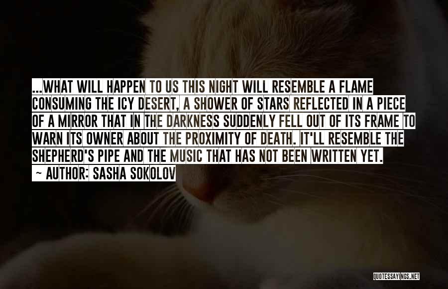 Sasha Sokolov Quotes: ...what Will Happen To Us This Night Will Resemble A Flame Consuming The Icy Desert, A Shower Of Stars Reflected