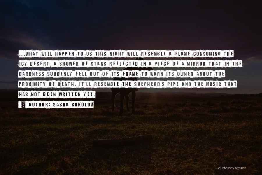 Sasha Sokolov Quotes: ...what Will Happen To Us This Night Will Resemble A Flame Consuming The Icy Desert, A Shower Of Stars Reflected