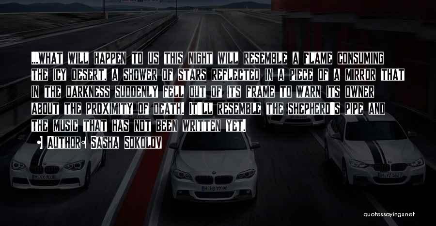 Sasha Sokolov Quotes: ...what Will Happen To Us This Night Will Resemble A Flame Consuming The Icy Desert, A Shower Of Stars Reflected