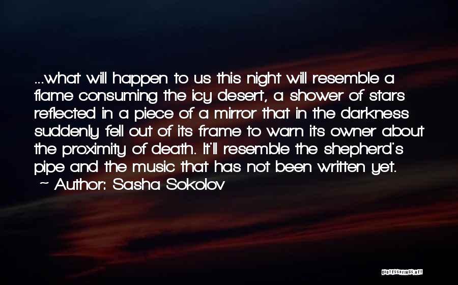 Sasha Sokolov Quotes: ...what Will Happen To Us This Night Will Resemble A Flame Consuming The Icy Desert, A Shower Of Stars Reflected