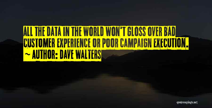 Dave Walters Quotes: All The Data In The World Won't Gloss Over Bad Customer Experience Or Poor Campaign Execution.