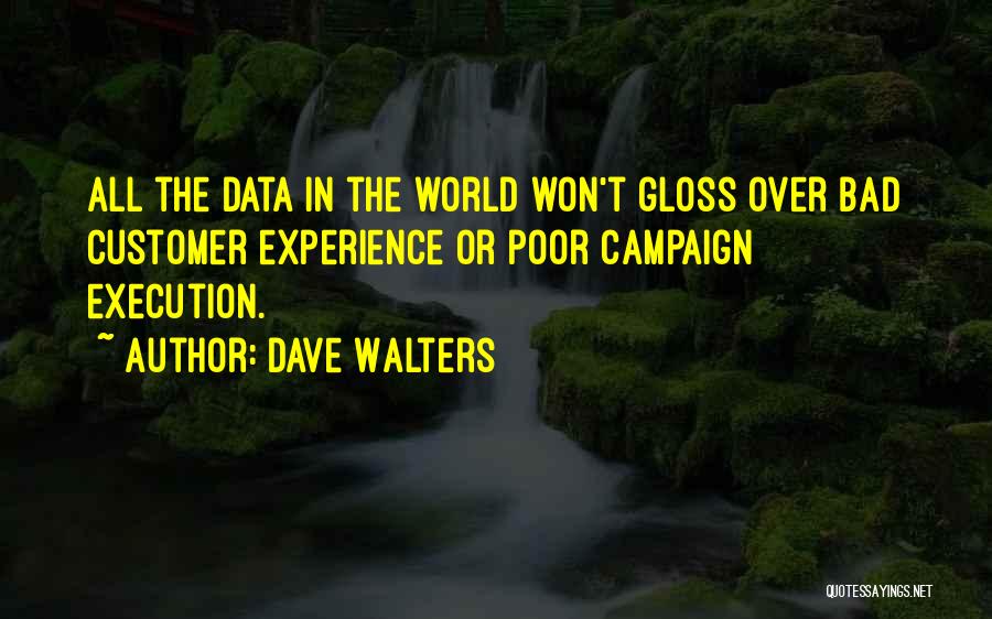 Dave Walters Quotes: All The Data In The World Won't Gloss Over Bad Customer Experience Or Poor Campaign Execution.