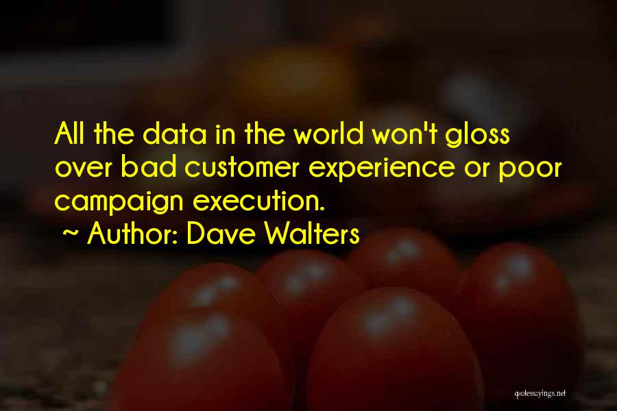 Dave Walters Quotes: All The Data In The World Won't Gloss Over Bad Customer Experience Or Poor Campaign Execution.