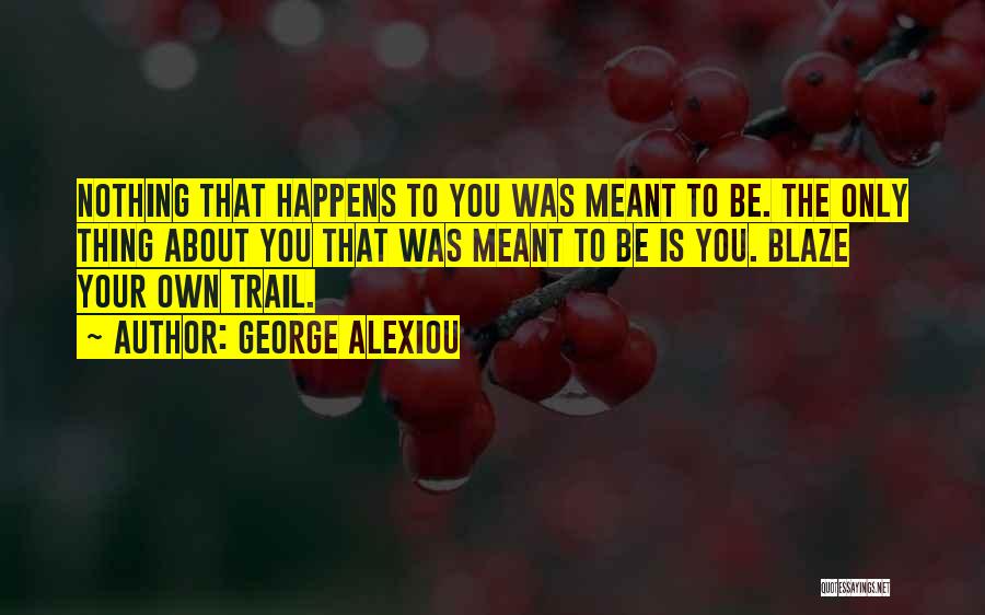 George Alexiou Quotes: Nothing That Happens To You Was Meant To Be. The Only Thing About You That Was Meant To Be Is