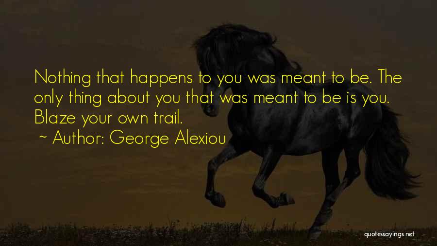 George Alexiou Quotes: Nothing That Happens To You Was Meant To Be. The Only Thing About You That Was Meant To Be Is