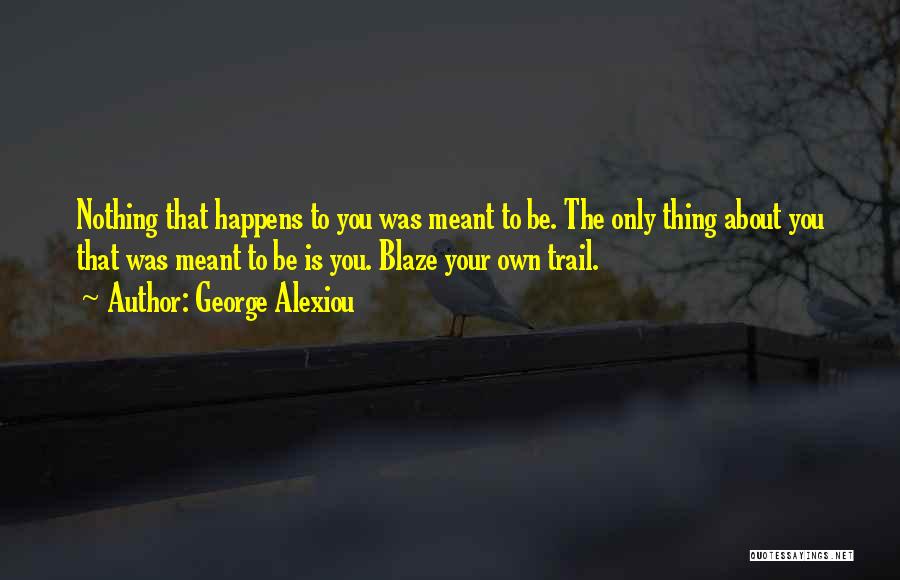 George Alexiou Quotes: Nothing That Happens To You Was Meant To Be. The Only Thing About You That Was Meant To Be Is