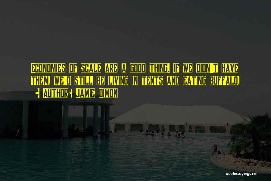 Jamie Dimon Quotes: Economies Of Scale Are A Good Thing. If We Didn't Have Them, We'd Still Be Living In Tents And Eating