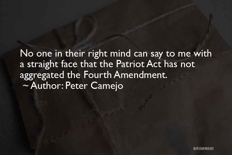 Peter Camejo Quotes: No One In Their Right Mind Can Say To Me With A Straight Face That The Patriot Act Has Not