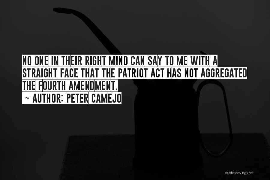 Peter Camejo Quotes: No One In Their Right Mind Can Say To Me With A Straight Face That The Patriot Act Has Not