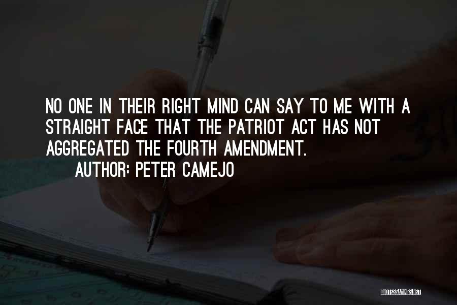 Peter Camejo Quotes: No One In Their Right Mind Can Say To Me With A Straight Face That The Patriot Act Has Not