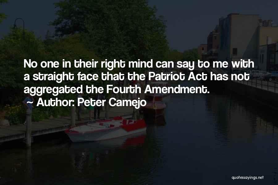 Peter Camejo Quotes: No One In Their Right Mind Can Say To Me With A Straight Face That The Patriot Act Has Not