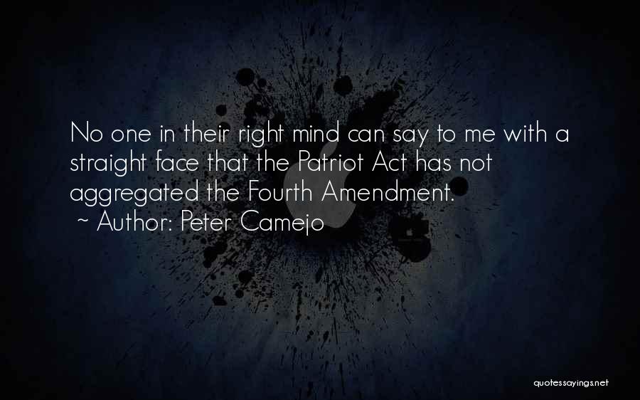 Peter Camejo Quotes: No One In Their Right Mind Can Say To Me With A Straight Face That The Patriot Act Has Not