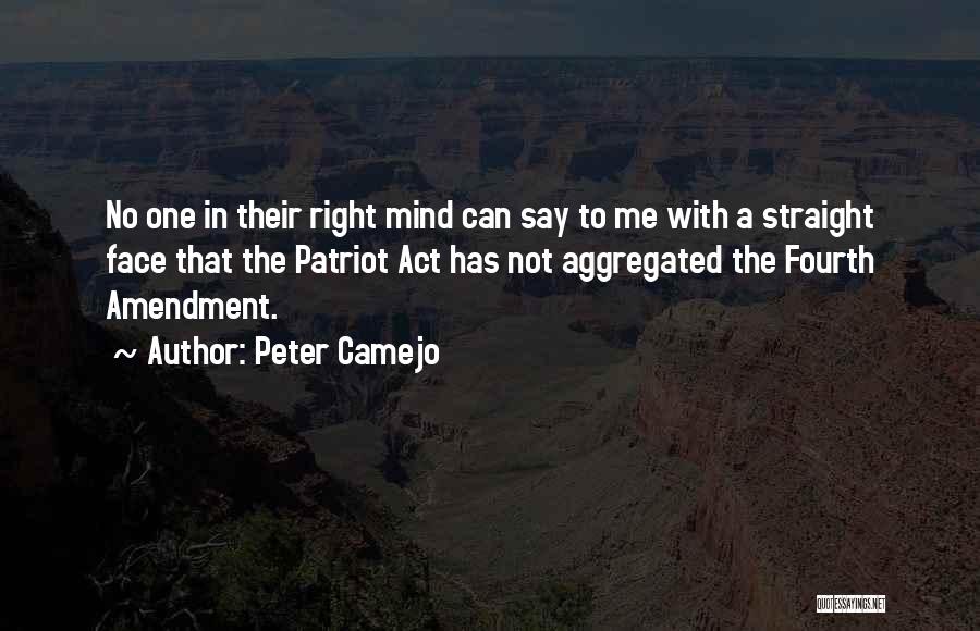 Peter Camejo Quotes: No One In Their Right Mind Can Say To Me With A Straight Face That The Patriot Act Has Not