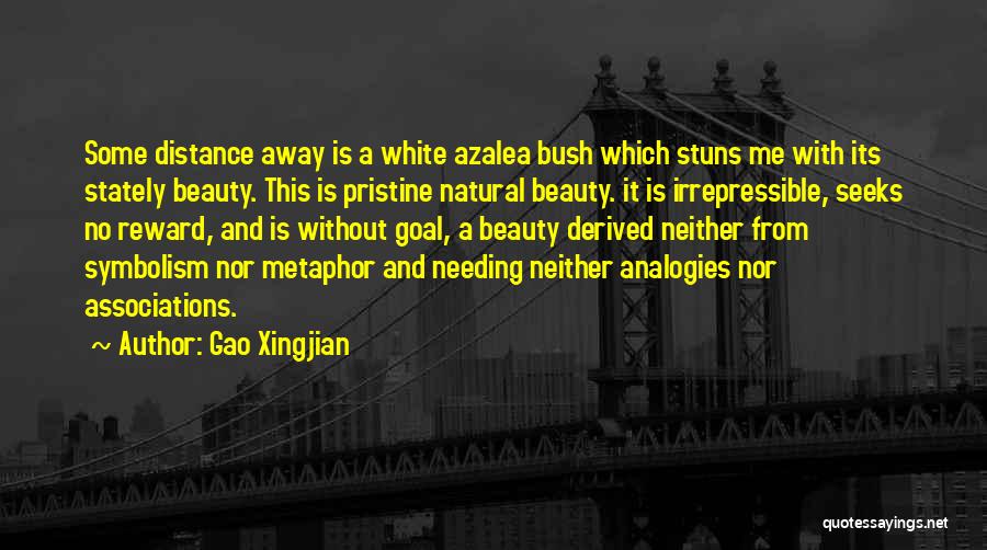 Gao Xingjian Quotes: Some Distance Away Is A White Azalea Bush Which Stuns Me With Its Stately Beauty. This Is Pristine Natural Beauty.