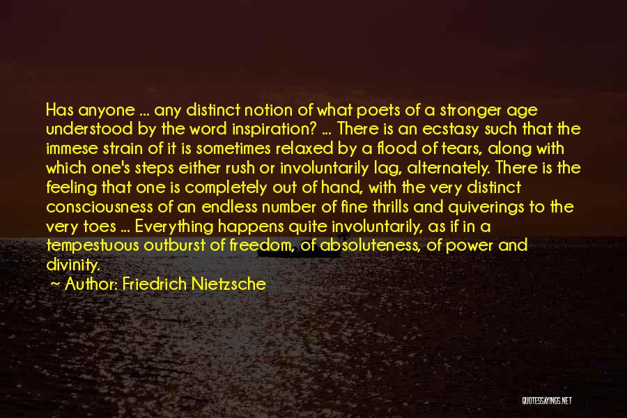 Friedrich Nietzsche Quotes: Has Anyone ... Any Distinct Notion Of What Poets Of A Stronger Age Understood By The Word Inspiration? ... There