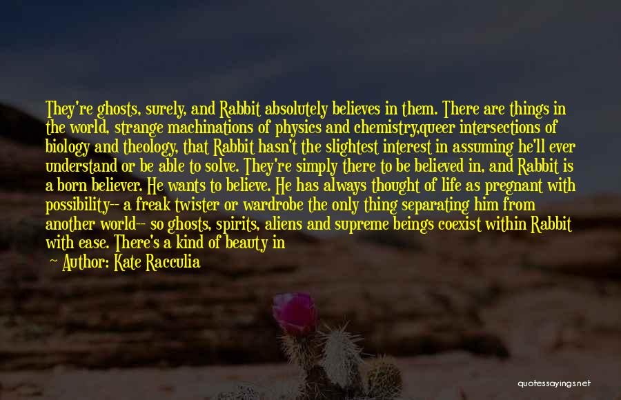 Kate Racculia Quotes: They're Ghosts, Surely, And Rabbit Absolutely Believes In Them. There Are Things In The World, Strange Machinations Of Physics And