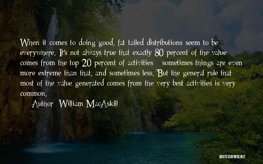 William MacAskill Quotes: When It Comes To Doing Good, Fat-tailed Distributions Seem To Be Everywhere. It's Not Always True That Exactly 80 Percent