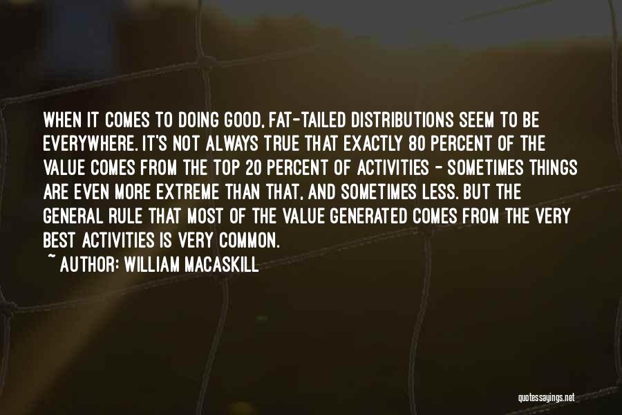 William MacAskill Quotes: When It Comes To Doing Good, Fat-tailed Distributions Seem To Be Everywhere. It's Not Always True That Exactly 80 Percent