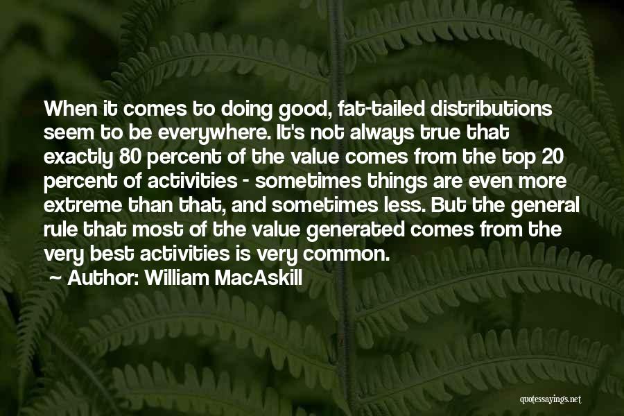 William MacAskill Quotes: When It Comes To Doing Good, Fat-tailed Distributions Seem To Be Everywhere. It's Not Always True That Exactly 80 Percent