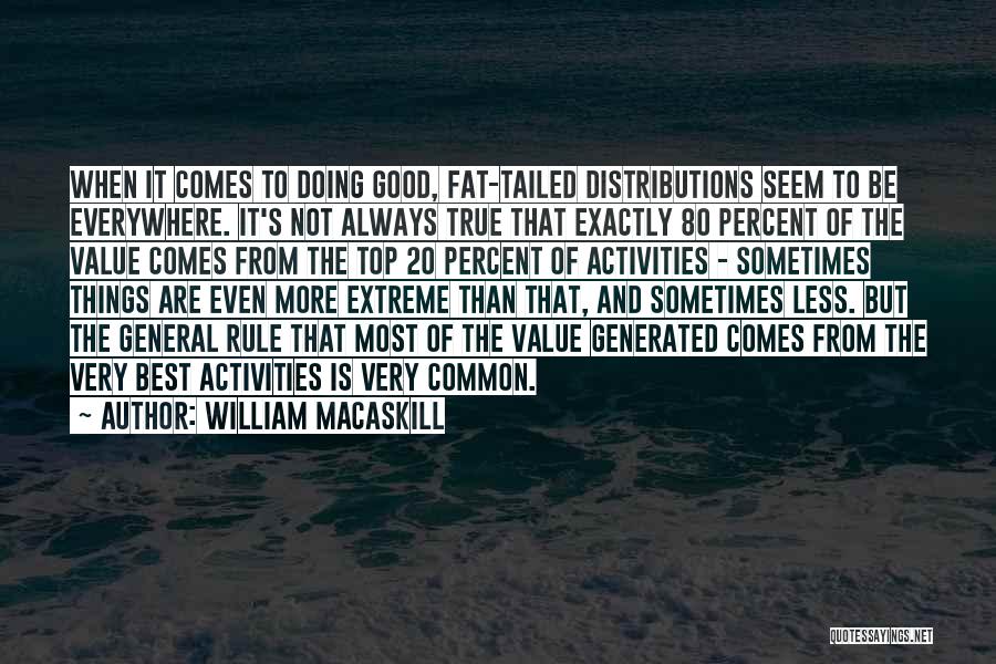 William MacAskill Quotes: When It Comes To Doing Good, Fat-tailed Distributions Seem To Be Everywhere. It's Not Always True That Exactly 80 Percent